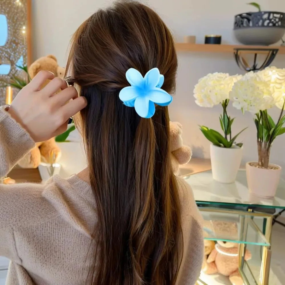 Plumeria Flower Hair Clips, Non-Slip Claw Clip for Thin, Thick, or Curly Hair, Beach Vacation Style